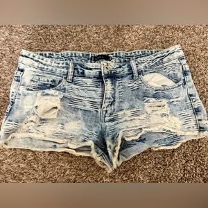 Distressed Blue Denim Shorts